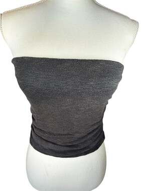 Free People charcoal grey ruched shimmer tube top